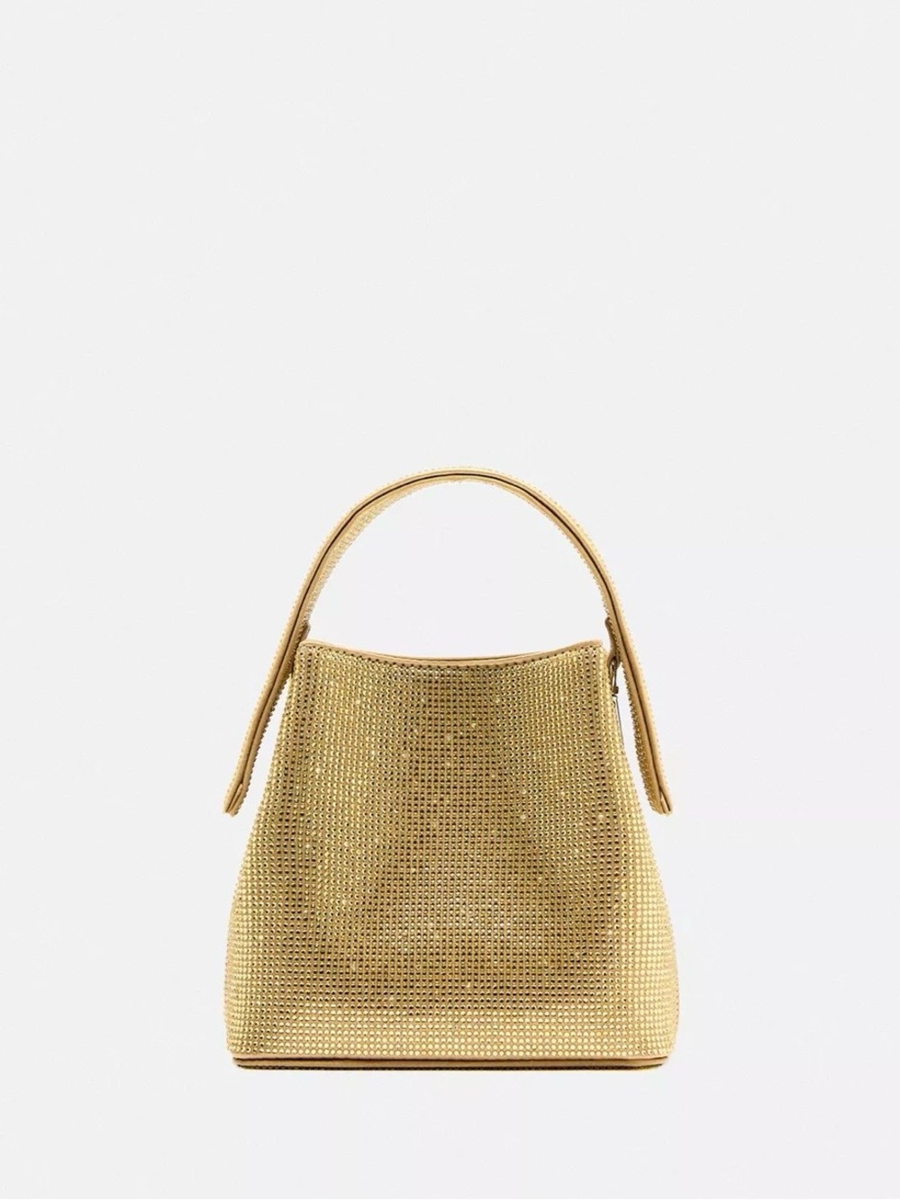 Zara Gold Crystal Mesh Bucket Bag
